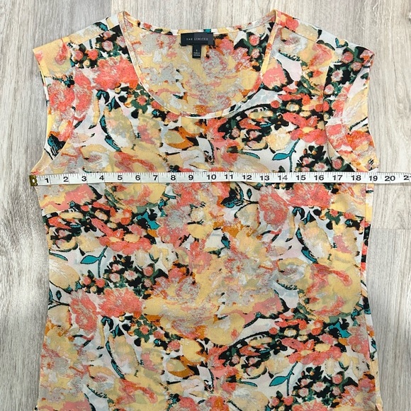 The Limited Sleeveless Top Semi-Sheer Chiffon Orange Floral Blouse Shirt Size S - Picture 4 of 7